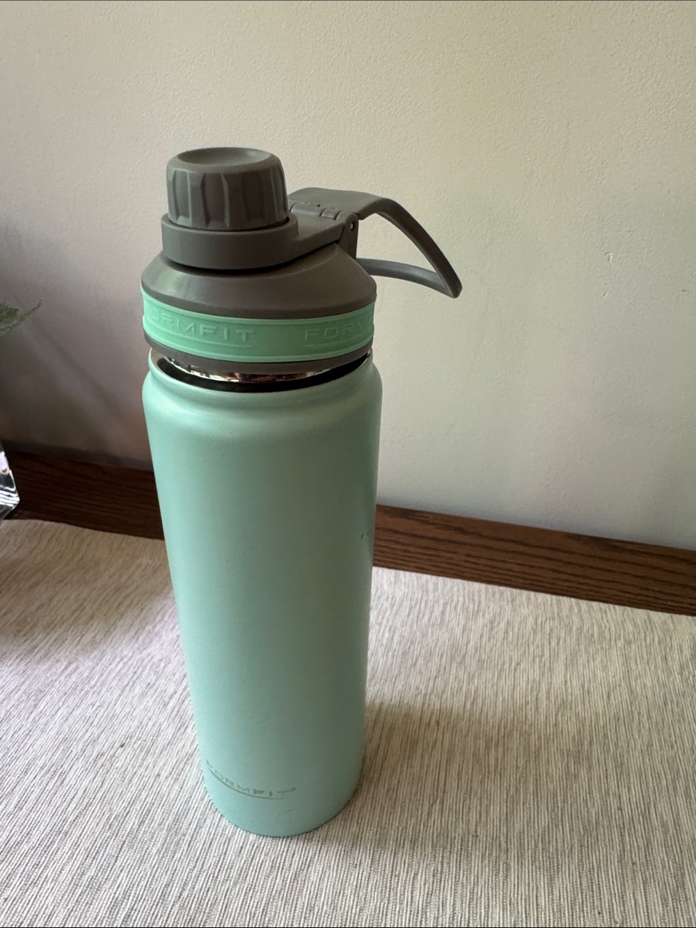 Mint Green Insulated Water Bottle with Gray Carry Lid